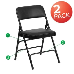 HERCULES Series Metal Folding Chairs with Padded Seats | Set of 2 Black Metal Folding Chairs