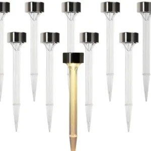 Solar Landscape Lights - Transparent Decorative Waterproof - 10 Pack Solar Powered Pathway Lights